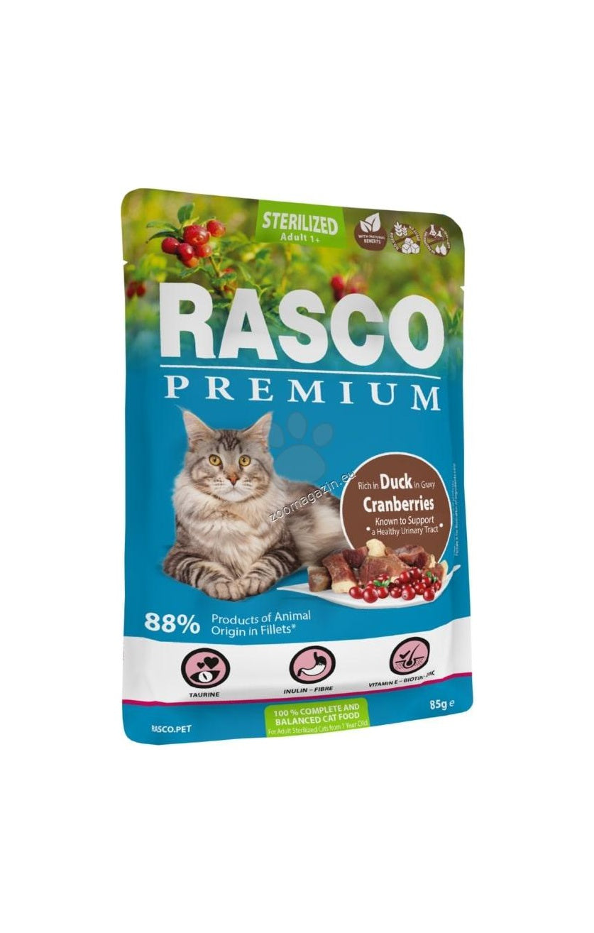 Rasco Premium Sterilised Duck - пауч за кастрирани котки със патешко в сос 85 гр.