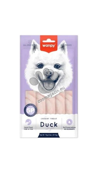 Wanpy Dog - кремообразно лакомство за кучета с патешко, 5х14 гр.