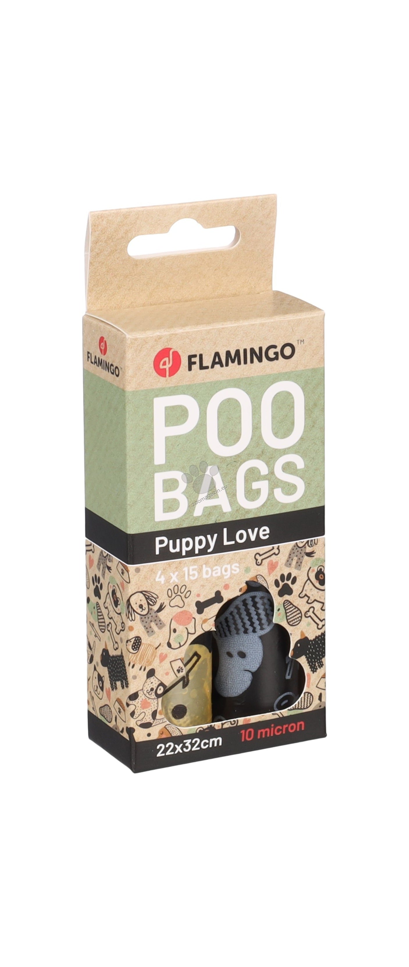 Flamingo Puppy Poop Bags Fula - хигиенни торбички за кучета, 4 ролки по 15 бр