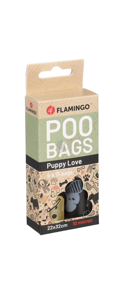 Flamingo Puppy Poop Bags Fula - хигиенни торбички за кучета, 4 ролки по 15 бр