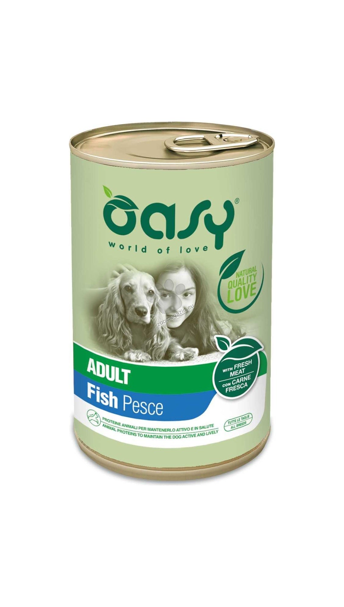 Oasy Dog Pate Adult With Fish - пълноценна храна за кучета в зряла възраст с риба 400 гр