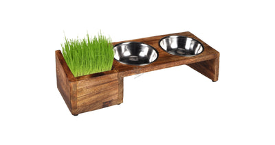 Flamingo Feeding and Drinking Bowl Duo Dinner Stand Lela - купички за котка с дървена поставка 2 х 375 мл