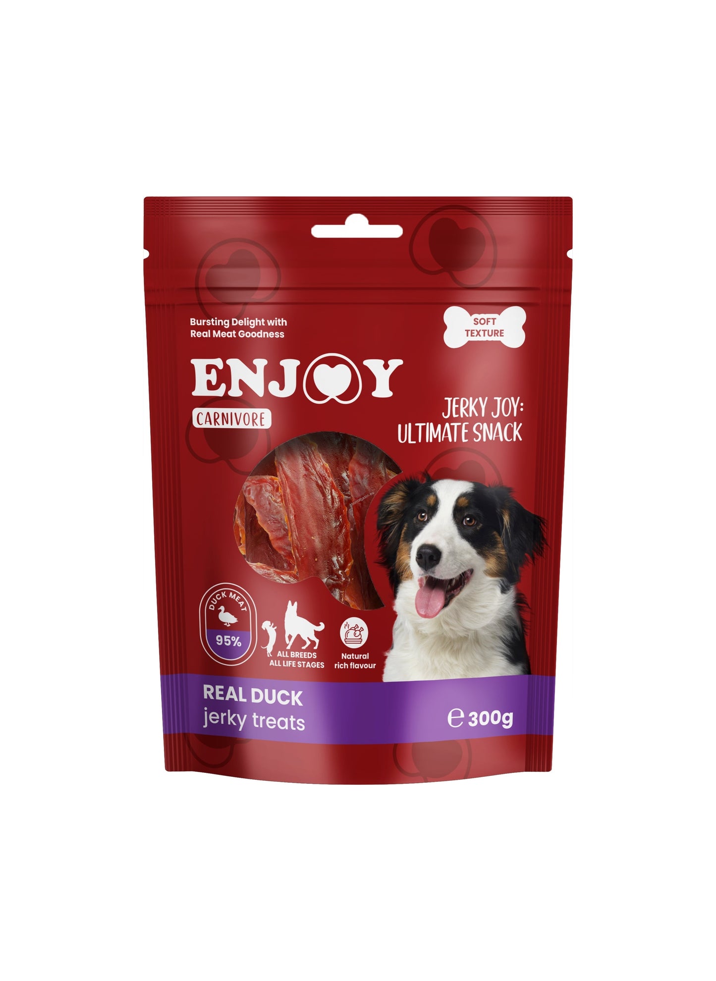 Enjoy Carnivore Real Duck Jerky Treats - лакомство за куче с патешко месо 300 гр