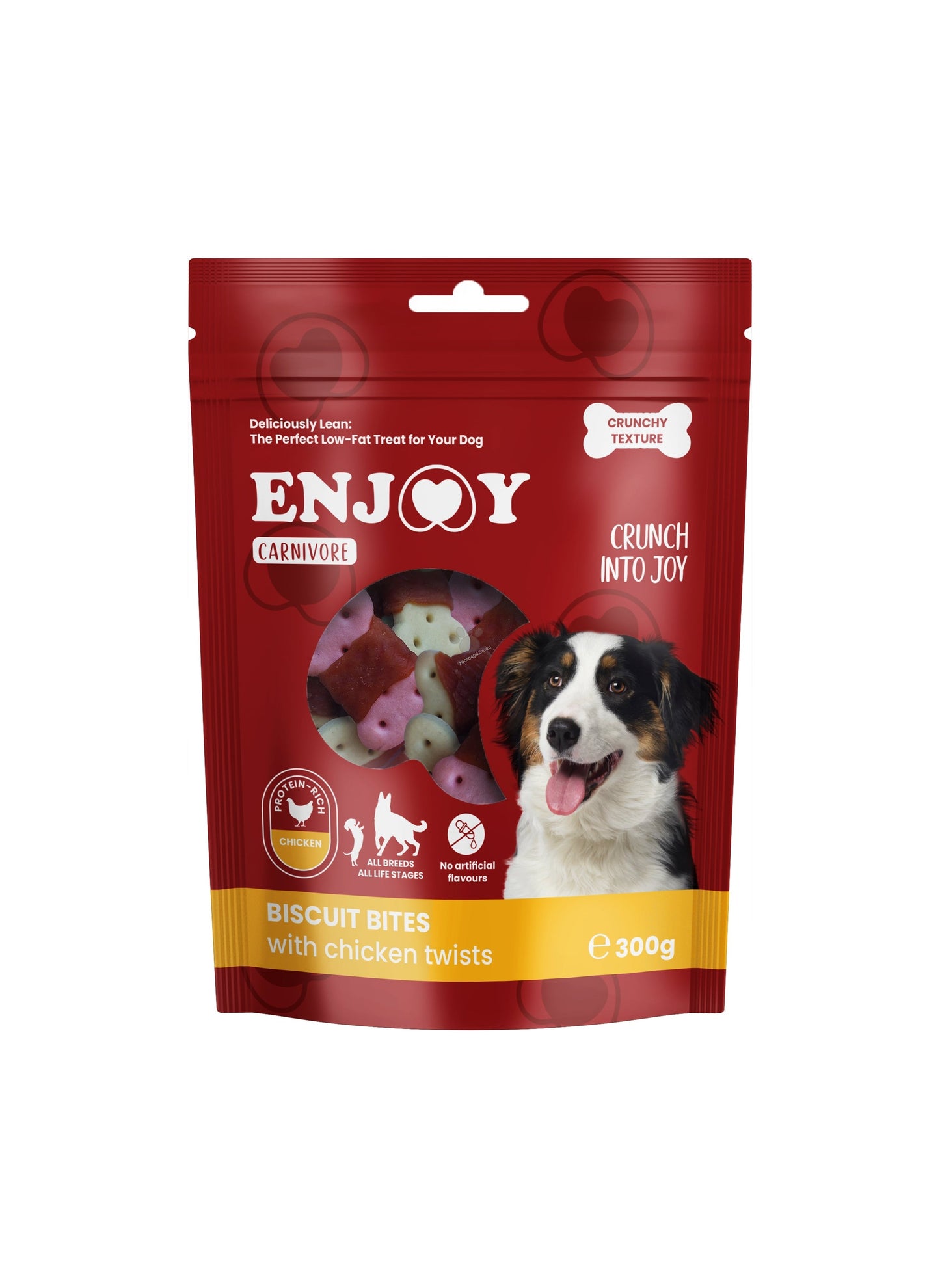 РАЗПРОДАЖБА Enjoy Carnivore Biscuit Bites with Chicken Twists - бисквити с пилешко месо 300 гр
