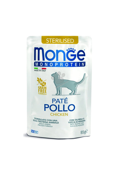 Monge Monoprotein Sterilised Cat Pate Chicken - пауч за кастрирани котки с пилешко месо и картофи 85 гр