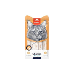 Wanpy Cat - кремообразно лакомство за котки с пилешко и раци, 5х14 гр.