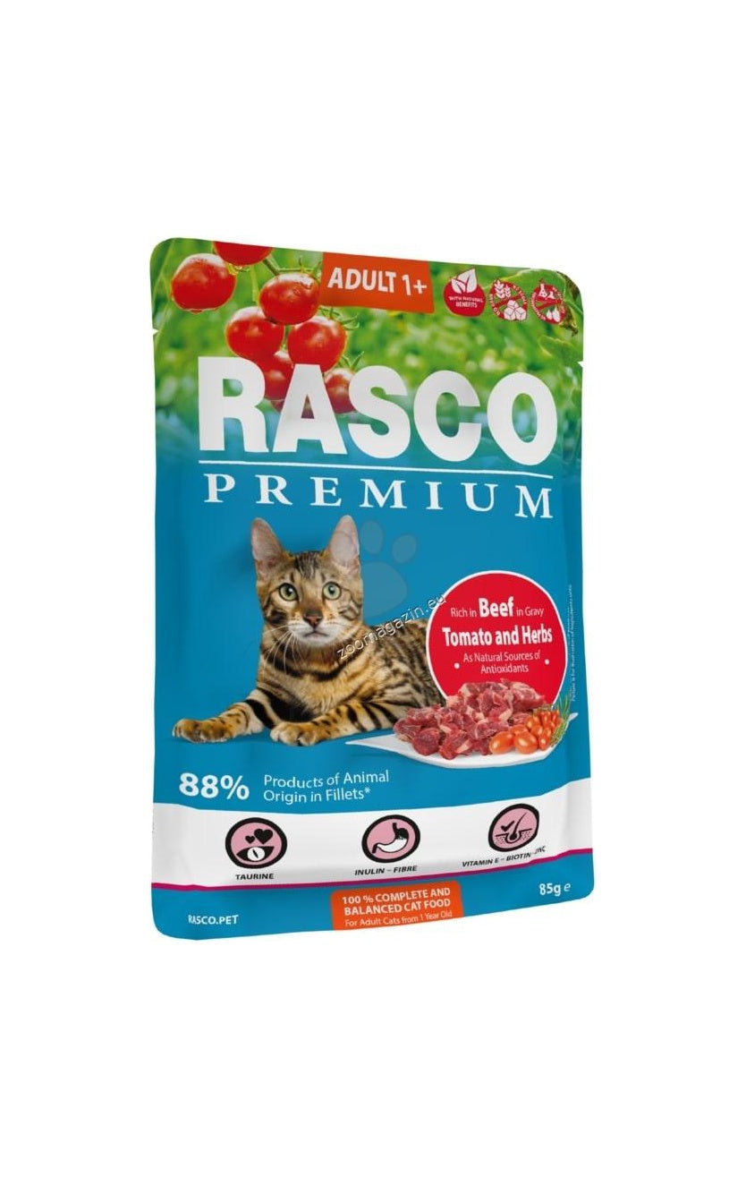 РАЗПРОДАЖБА Rasco Premium Adult Beef - пауч за котки в сос с говеждо месо 85 гр.