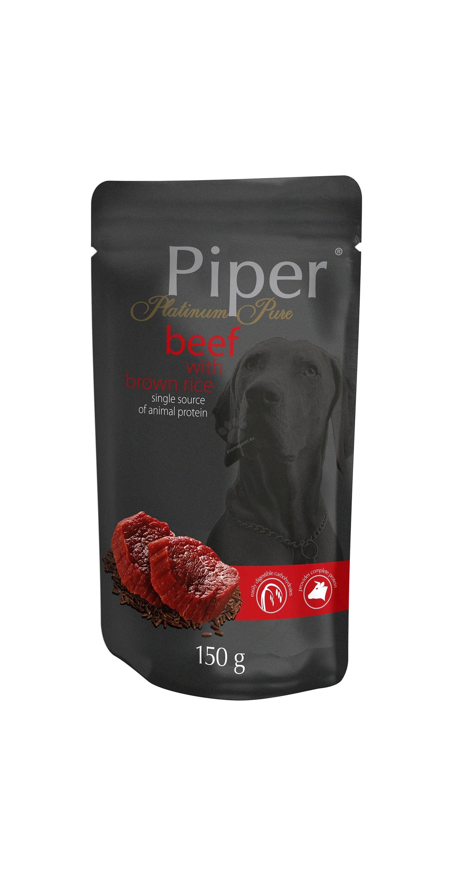 Piper Platinum Adult Beef - пауч за куче с говеждо месо и кафяв ориз, стек 10х150 гр