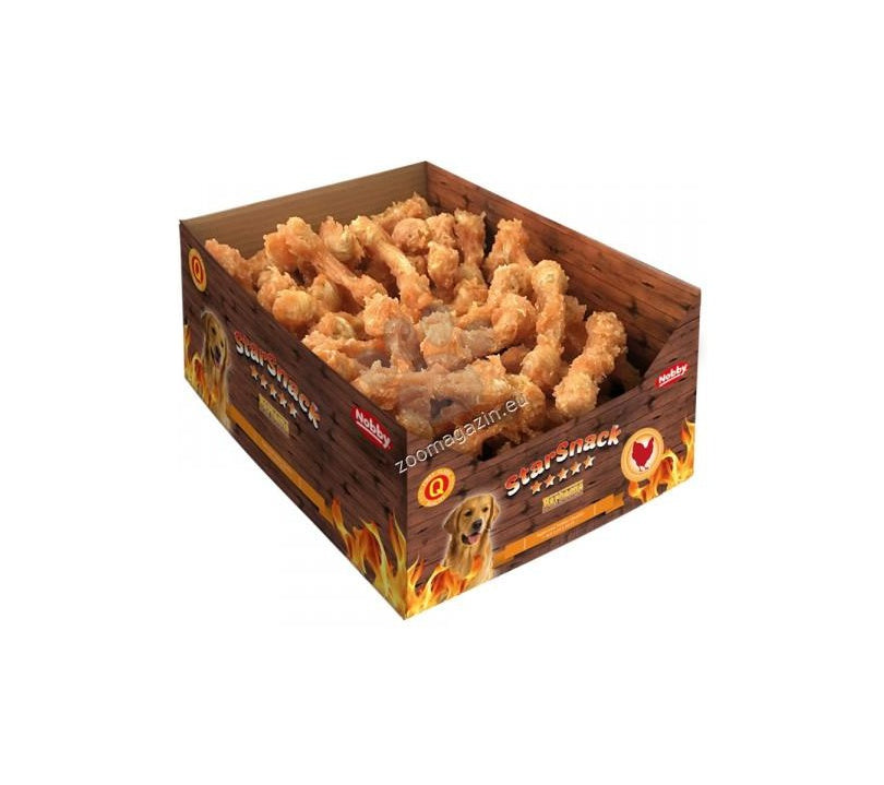 Nobby StarSnack Barbecue Chicken Bone - кокалче от пресована кожа с пилешко филе ,кутия, 12,5 см, 120 бр