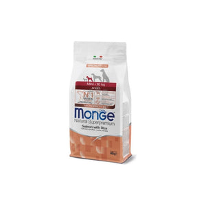 Monge Mini Adult Monoprotein Salmon with Rice - пълноценна суха храна за кучета в зряла възраст от малки породи със сьомга и ориз 800 гр