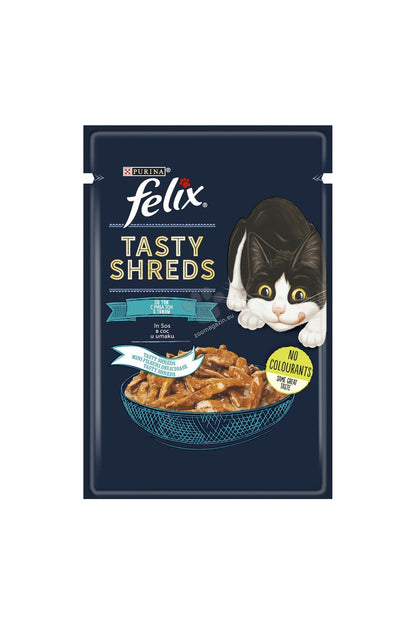FELIX Shreds - пълноценна храна за котки в зряла възраст с риба 80 гр.