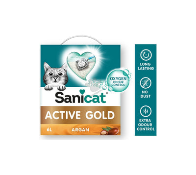 Sanicat Active Gold Argan - бентонитова котешка тоалетна 6 л