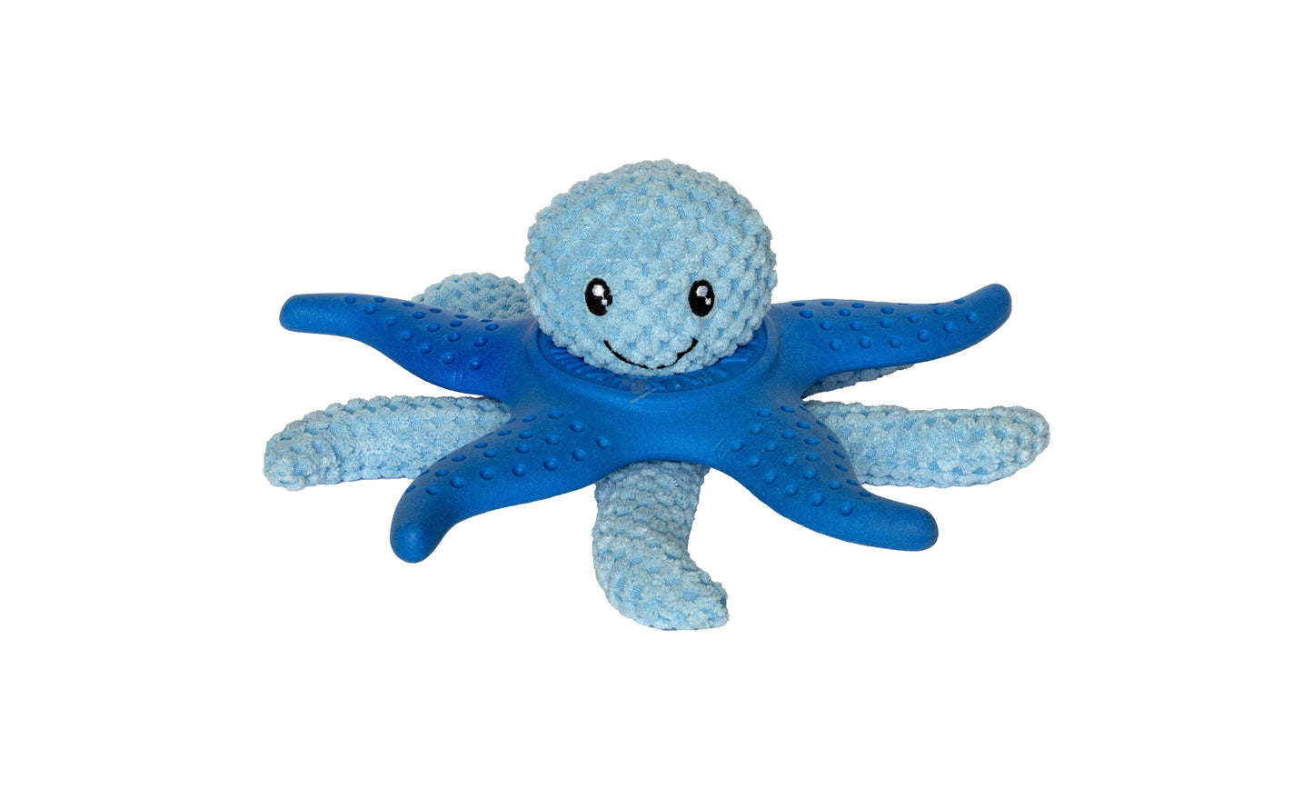 Kiwi Walker Lets Play Octopus and Starfish Blue - плюшен октопод и морска звезда от термопластичен каучук 25 см, син