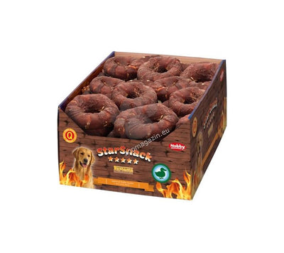 Nobby StarSnack Barbecue Duck Donut - поничка от пресована кожа с патешко месо, кутия, 10 см, 30 бр