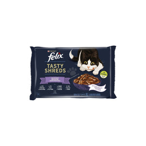 FELIX Tasty Shreds Mix - пълноценна храна за котки в зряла възраст 4х80гр.