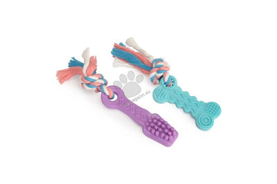 Camon TPE Toothbrush and Bone with Rope - играчка за куче 10 см