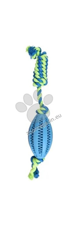 Flamingo Rubber Rugby Ball with Rope - дентална играчка с въже 11 см.