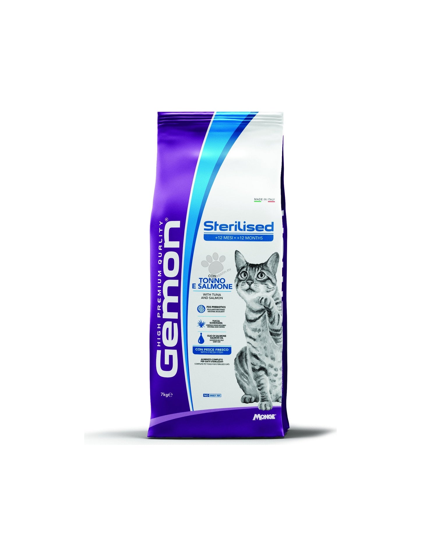Gemon Sterilised Cat with Tuna and Salmon - суха храна за кастрирани котки с риба тон и сьомга 7 кг