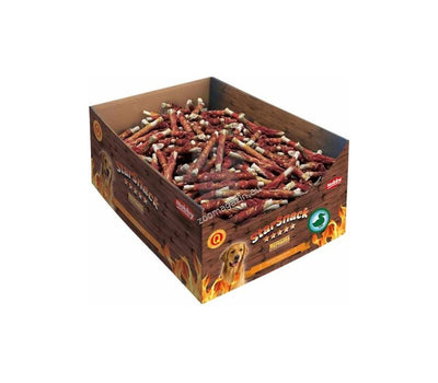 Nobby StarSnack Barbecue Wrapped Duck - солета от пресована кожа с патешко месо, кутия, 12,5см, 480 бр