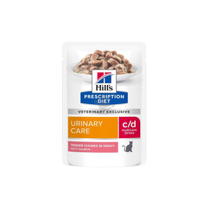 Hills Prescription Diet c/d Urinary Stress with Salmon - диета за котки страдащи от идиопатичен цистит и за профилактика на уролити, кутия 12 x 85 гр