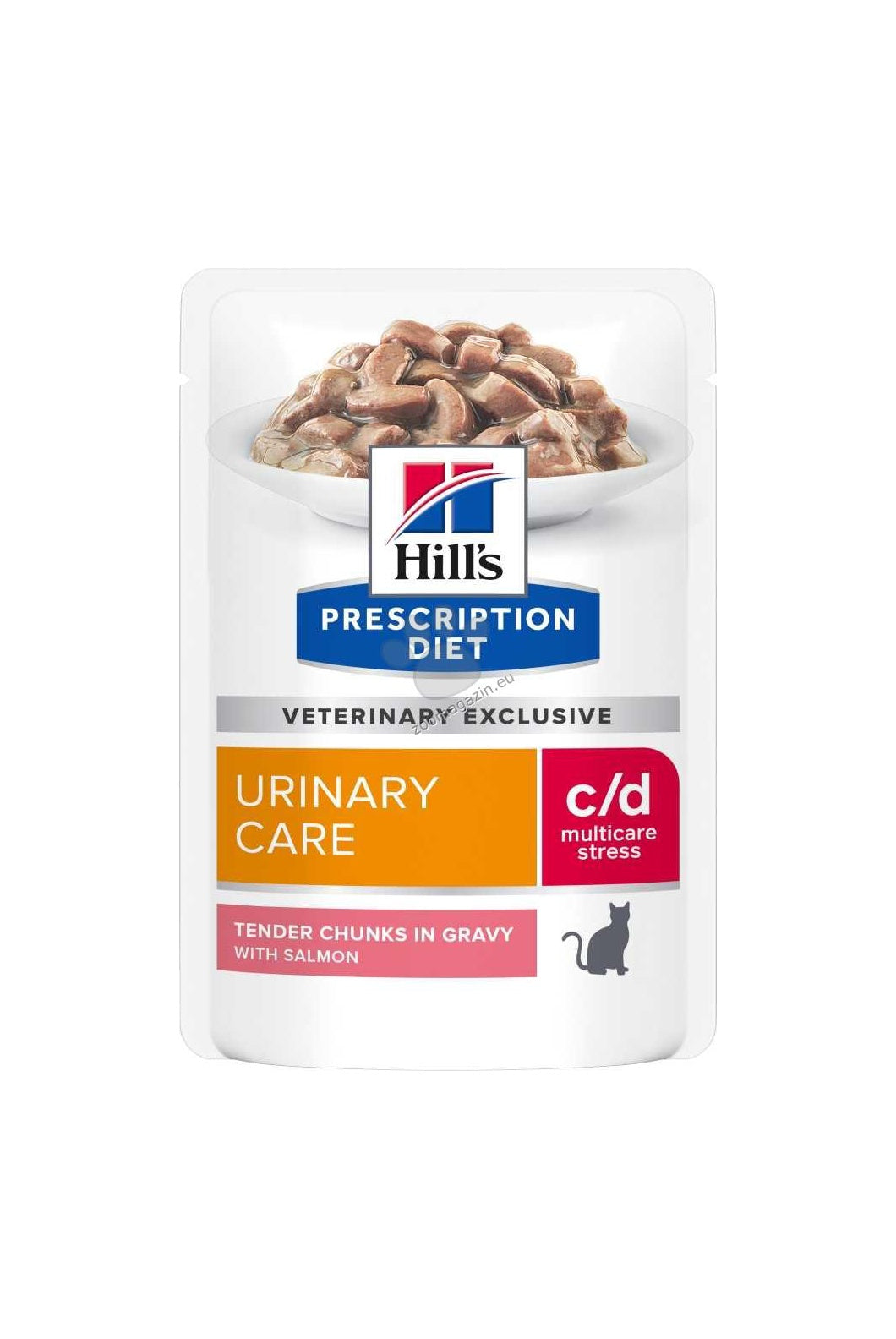 Hills Prescription Diet c/d Urinary Stress with Salmon - диета за котки страдащи от идиопатичен цистит и за профилактика на уролити, кутия 12 x 85 гр
