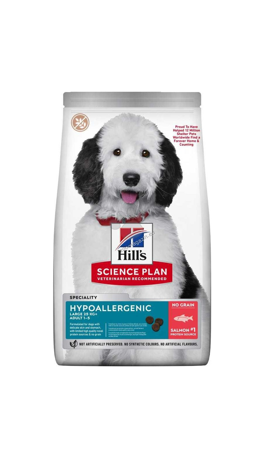 Hills Science Plan Hypoallergenic Large Breed Adult - хипоалергенна храна за кучета от едри породи със сьомга 10+2 кг