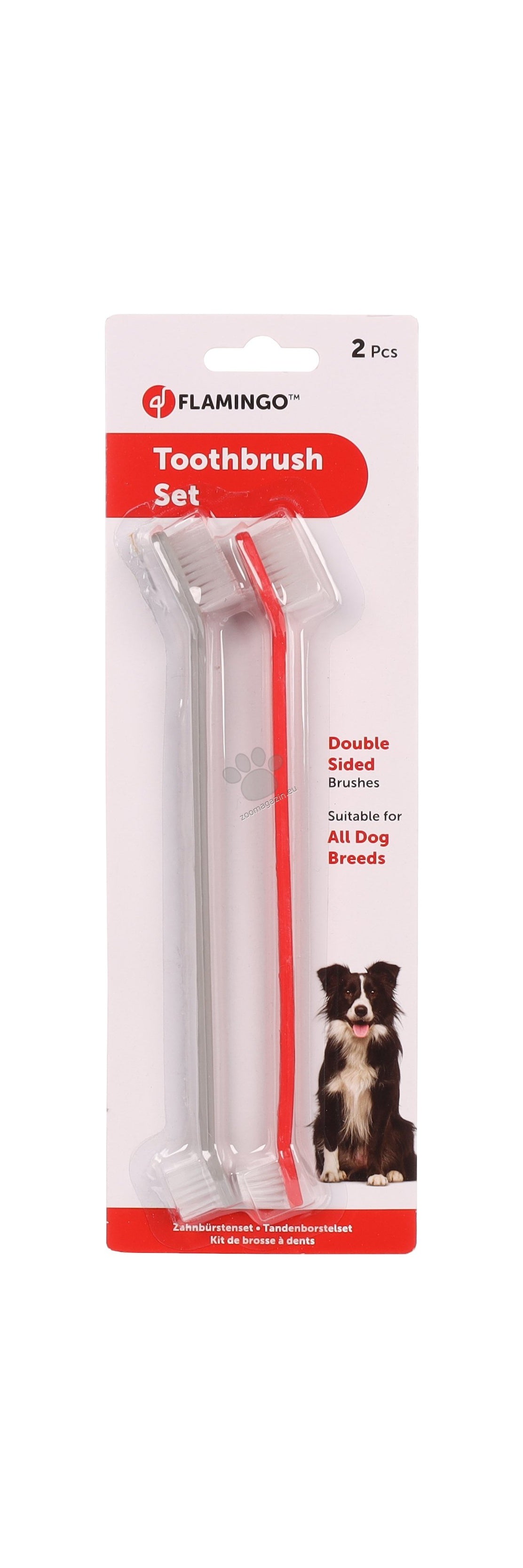 Flamingo Tara Toothbrush - четка за зъби за всички породи кучета 21 см., 2 броя