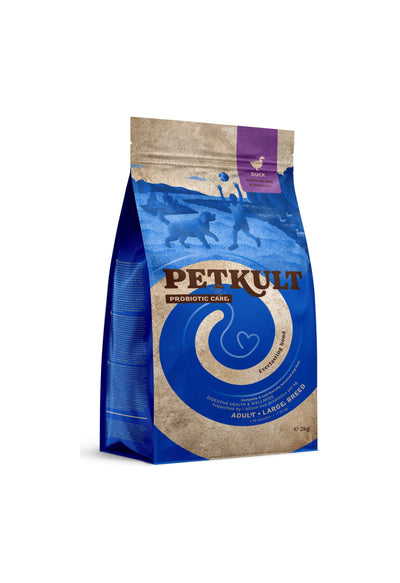 Petkult Probiotic Adult Large - храна за чувствителни кучета от големи породи с патешко и кафяв ориз