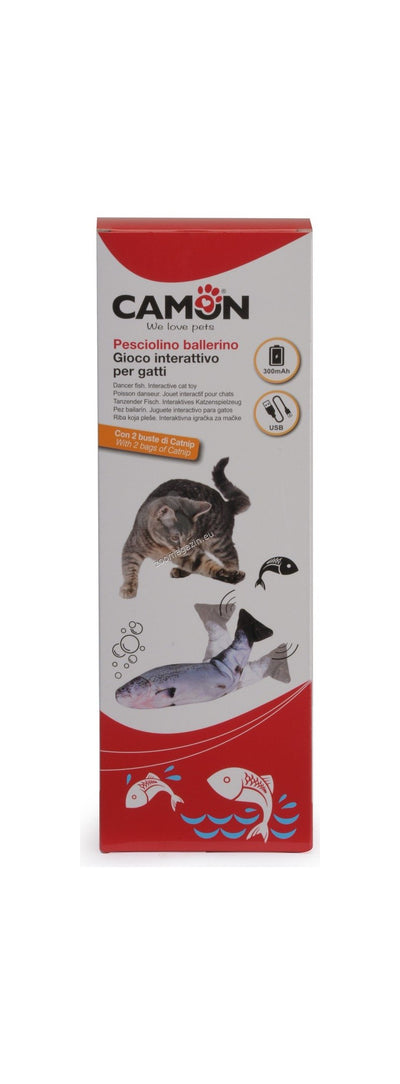 Camon Gioco Dancer fish Interactive - интерактивна играчка за котки с батерия и USB, 26 см
