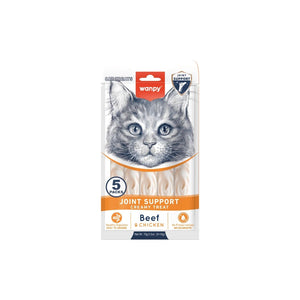 Wanpy Cat Joint Support - кремообразно лакомство за котки с говеждо и пилешко, за здрави стави 5 х 14 гр