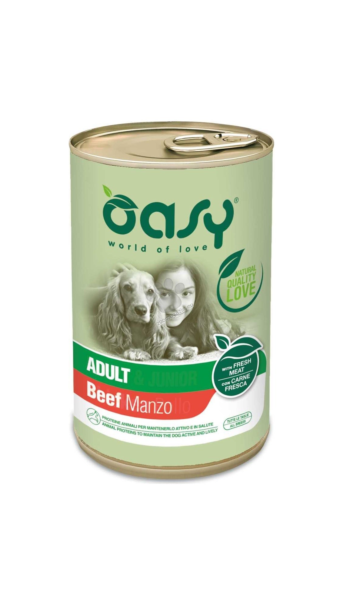 Oasy Dog Pate Adult Beef - пълноценна храна за кучета в зряла възраст с говеждо месо 400 гр