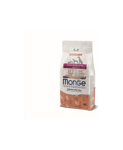 Monge Extra Small Adult Monoprotein Salmon with Rice - пълноценна суха храна за кучета от мини породи със сьомга и ориз 800 г