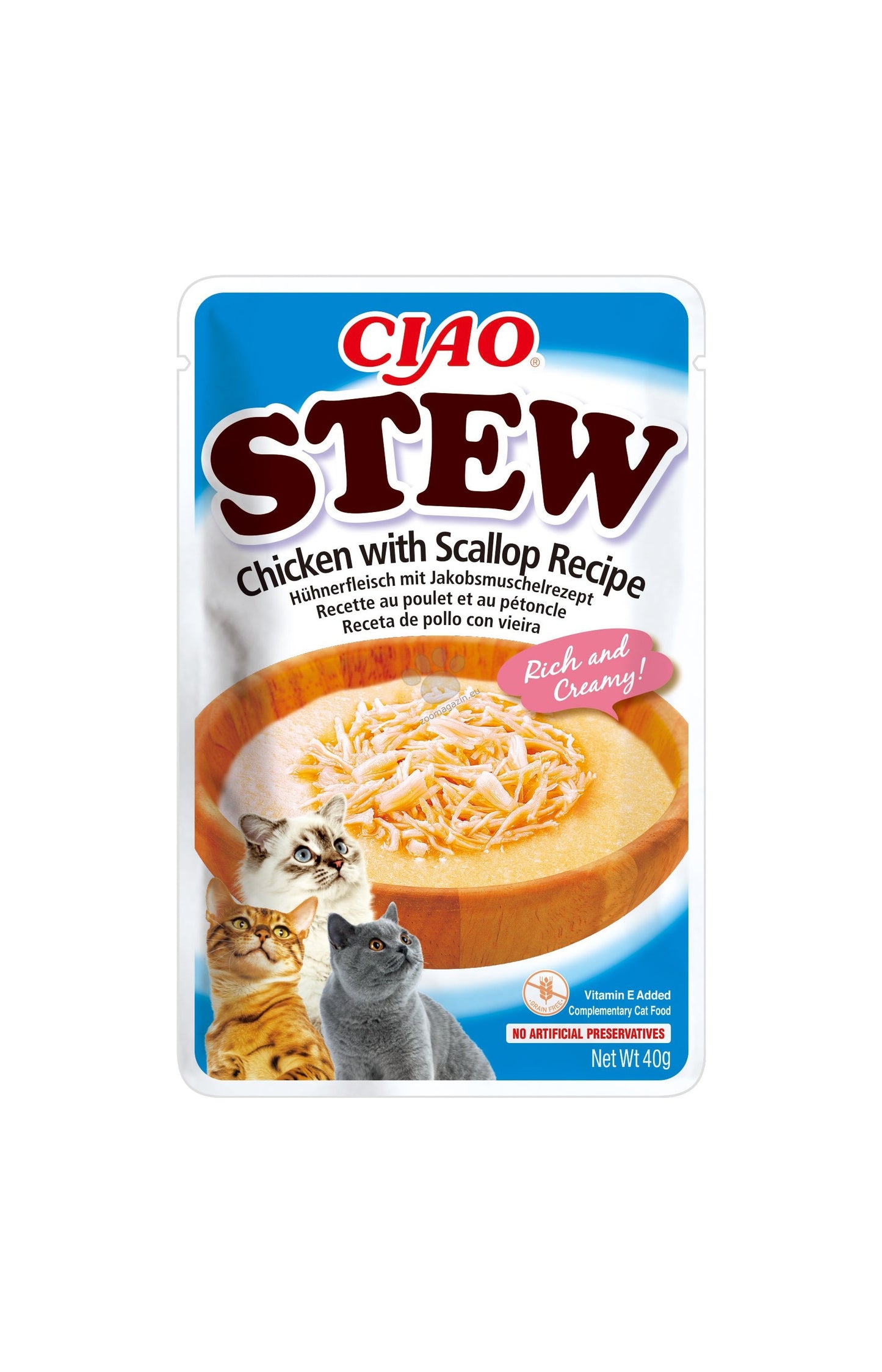 Inaba Ciao Stew - Chicken & Scallop - чисто пилешко месо и миди в бульон 40 гр.