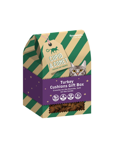 Rosewood Turkey Cat Cushion Gift Box - подаръчна кутия за котки с пуешки лакомства 180 гр