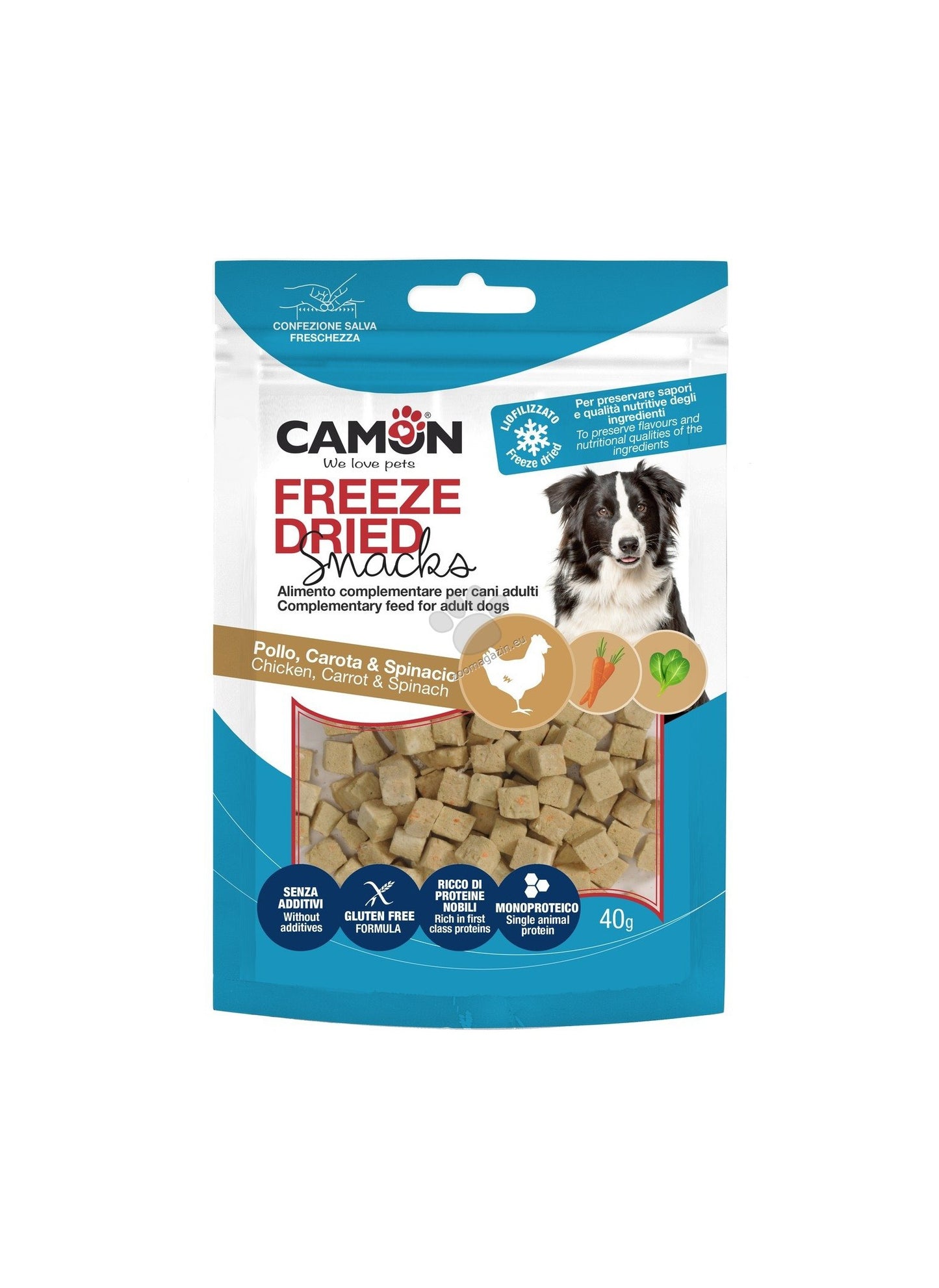 CAMON Freeze dried chicken cubes with carrots and spinach - кубчета с моркови и спанак 40гр