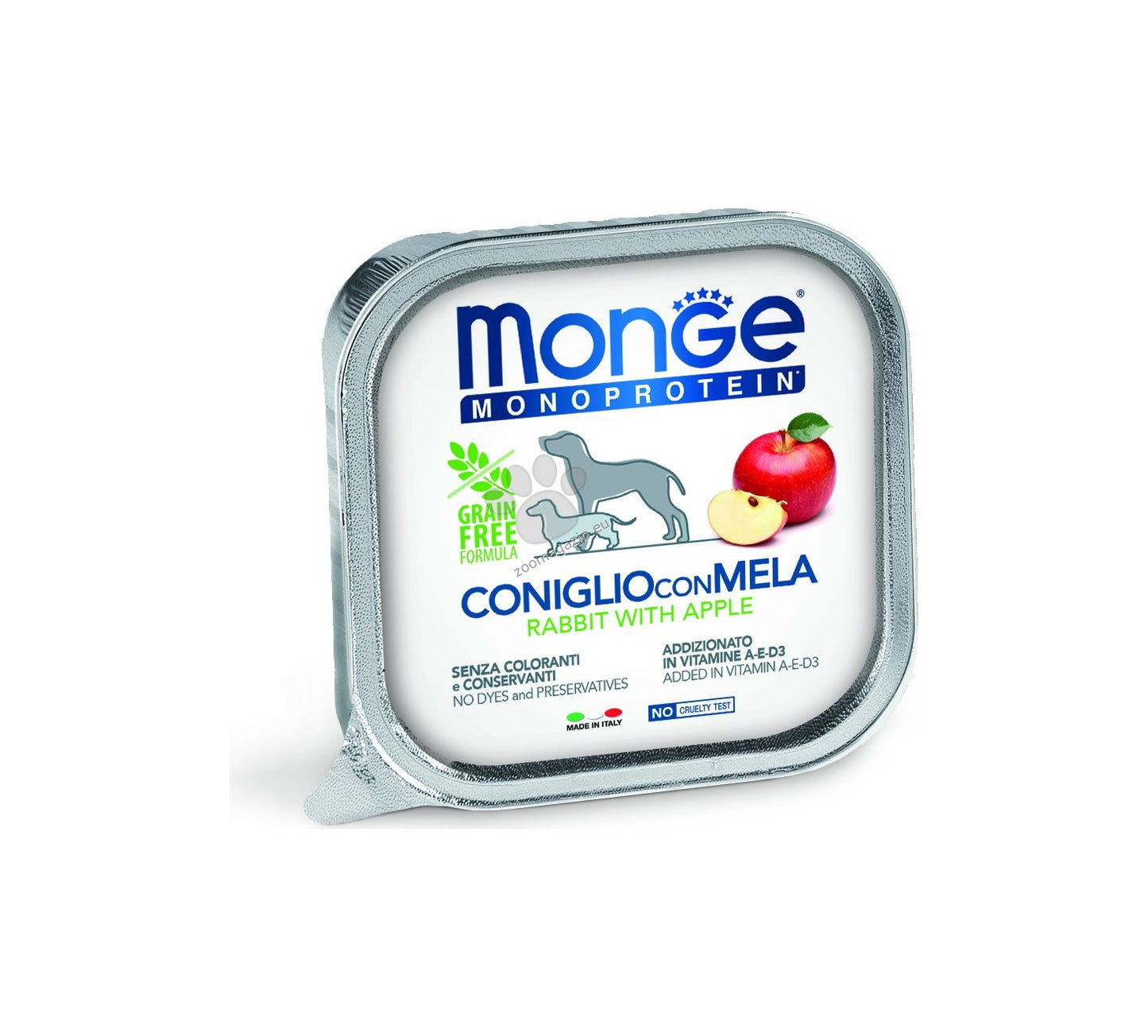 Monge Monoprotein Pate Rabbit with Apple - пастет за кучета в зряла възраст със заешко месо и ябълка 150 гр