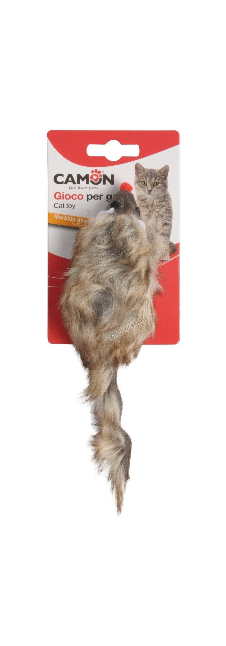 Camon Gioco Polyester Tinkling Mouse - играчка за котки със звънче, мишка 20 см /различни цветове/