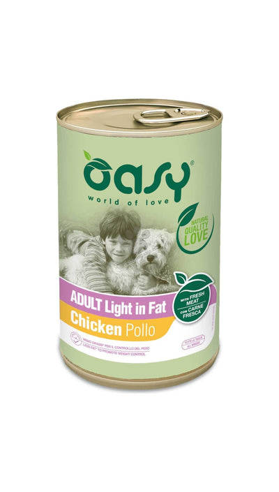 Oasy Dog Pate Adult Light In Fat With Chicken - пълноценна храна за високоактивни кучета в зряла възраст с пилешко месо 400 гр.