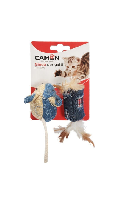 Camon Fabric Cylinder and mouse - котешка играчка 2 бр / 6 см