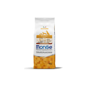 Monge All Breeds Adult Monoprotein Turkey with Rice and Potatoes - пълноценна суха храна за кучета от всички породи с пуешко, ориз и картофи 12 кг