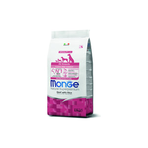 Monge All Breeds Puppy and Junior Monoprotein Beef with Rice - пълноценна суха храна за кученца от всички породи с телешко и ориз 2,5 кг