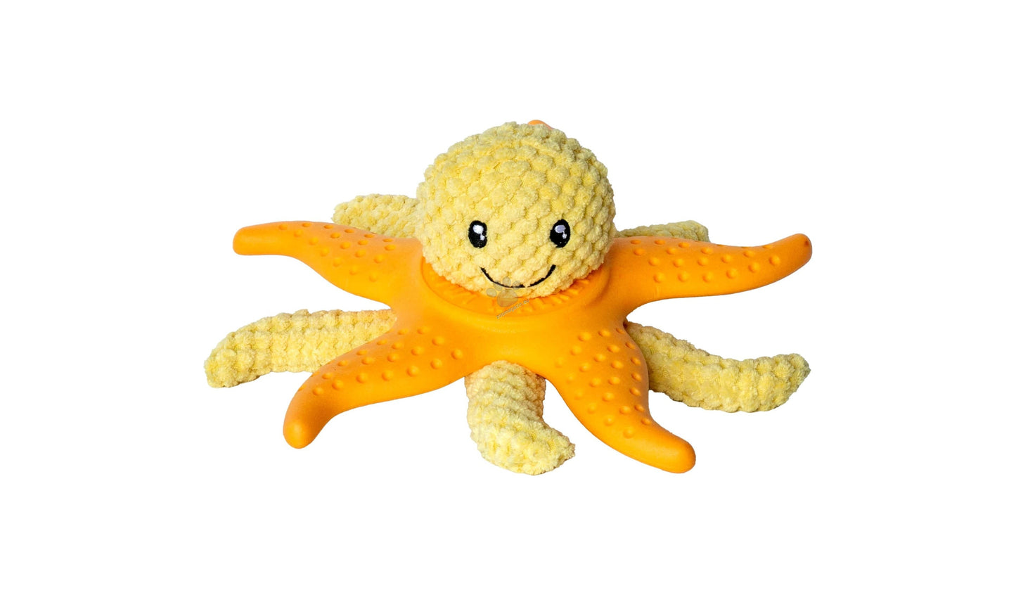 Kiwi Walker Lets Play Octopus and Starfish Orange - плюшен октопод и морска звезда от термопластичен каучук 25 см, оранжев