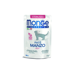 Monge Monoprotein Sterilised Cat Pate Beef - пауч за кастрирани котки с телешко месо и картофи 85 гр