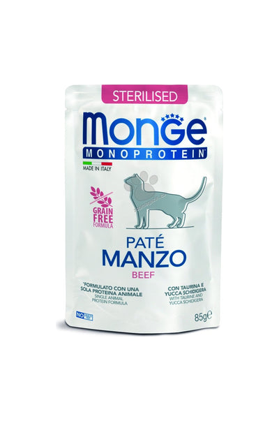 Monge Monoprotein Sterilised Cat Pate Beef - пауч за кастрирани котки с телешко месо и картофи 85 гр