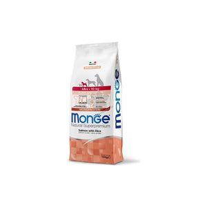 Monge Mini Puppy and Junior Monoprotein Salmon with Rice - пълноценна суха храна за кученца от малки породи със сьомга и ориз 7,5 кг