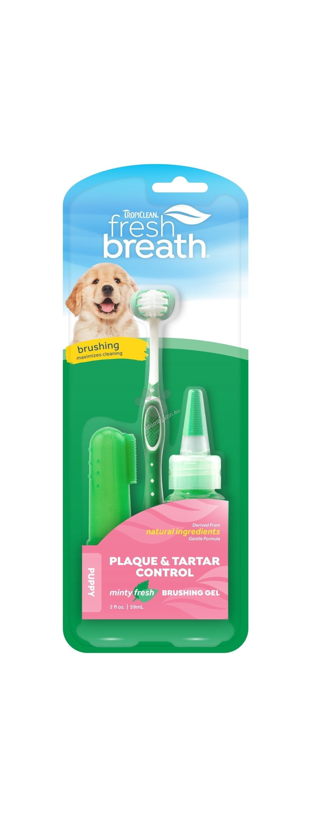 РАЗПРОДАЖБА Tropiclean Oral Care Kit for Puppies - комплект за поддържане на висока устна хигиена, за подрастващи кучета 59 мл.
