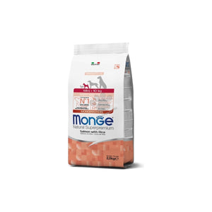 Monge Mini Puppy and Junior Monoprotein Salmon with Rice - пълноценна суха храна за кученца от малки породи със сьомга и ориз 2,5 кг
