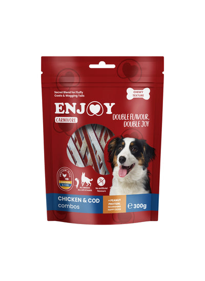Enjoy Carnivore Chicken and Cod Combos - лакомство за куче с пилешко месо и треска 300 гр