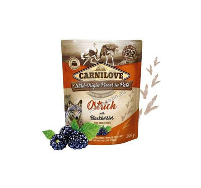 Carnilove Dog Pouch Pate Ostrich with Blackberries - пауч за кучета с щраус и къпини 300 гр