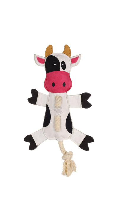 Flamingo Charda Cow With Rope - плюшена играчка за кучета с въже 41 см.